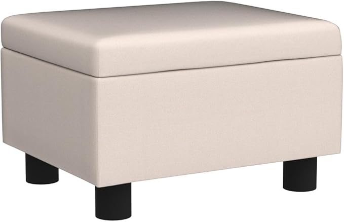 Small Foot Stool Under Desk Foot Stools Ottoman Footstool Foot Stools Small Footstools Foot Stool for Living Room Foot Rest 15" W x 12" D x 9.5" H Linen Beige