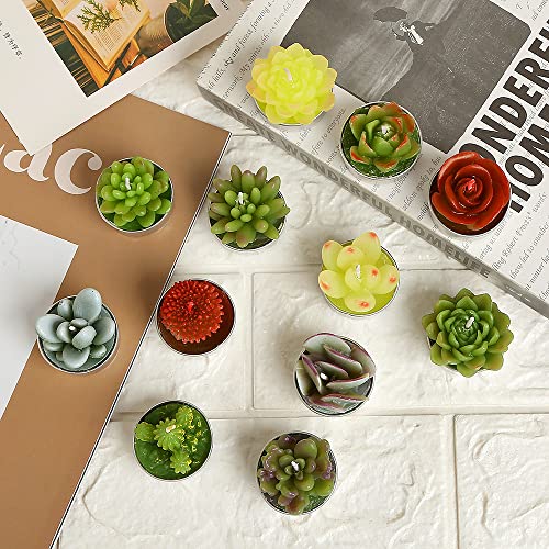 12pcs Cactus Tealight Candles, Handmade Delicate Succulent Cactus Candles Perfect for Birthday Party ,Wedding, Spa, Home Decor - color: 12pcs Cactus Candles
