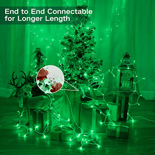 Brizled Green Christmas Lights, 69.6ft 300 Count Mini String Lights Connectable, 120V UL Certified Incandescent Light White Wire, Green Xmas Tree Light for Indoor Outdoor Xmas Halloween Tree Party - color: Green