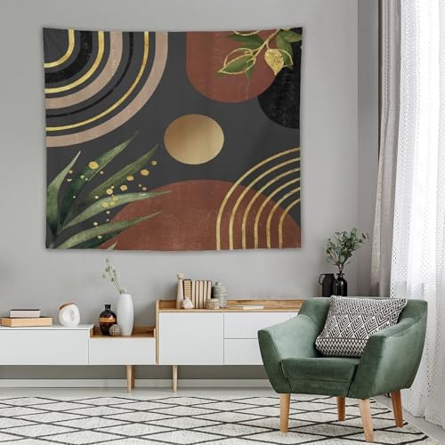 Boho Leaf Tapestries,Mid Century Abstract Black Gold Leaves Tropical Palm Modern Minimalist Geometric Wall Hanging Neutral Home Decor Art for Living Room Bedroom Dorm 40"x30" - color: Boho Leaf-7, size: W40xL30in