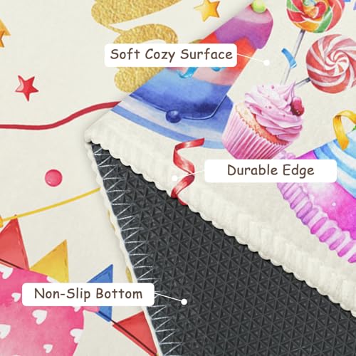 Happy Birthday Area Rug 2x3 Colorful Balloons Print Front Door Mat Birthday Party Decorative Entry Rugs Washable Non-Slip Low Pile Doormat for Living Room Bedroom Bathroom Kitchen - color: Happy Birthday