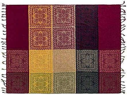 Boho Throw Blanket, Chenille Jacquard Tassels Throw Blankets for Bed Couch Soft Chair， Bohemian Fringe Tassels (Red, Large 86 * 102Inches)