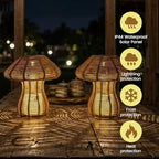 Portable Rattan Table Lamp for Indoor Outdoor, CE,RoHS Certified Solar Charging & Replaceable Battery LED Light, Ratten Bedroom Lamp with Warm Candle Bulb for Patio Bedroom, Pack of 2 - style: Pack of 2