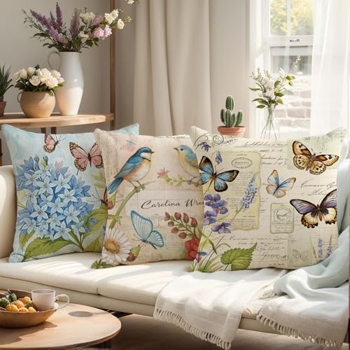 wyooxoo Spring Pillow Covers 16x16 Set of 4 Farmhouse Pillow Covers Outdoor Decorative Throw Cushion Case for Sofa Couch Living Room - color: Color G, size: 16" x 16" (Pack of 4)