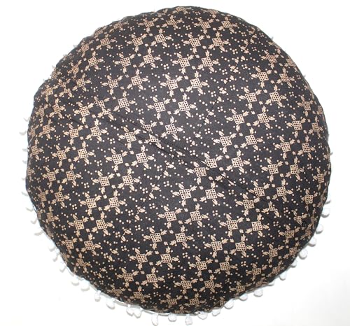 Black Gold Ombre Round Mandala Floor Pillow Cover Seating Cushion Throw Cover Hippie Decorative Bohemian Ottoman Pouf Cover, Pom Pom Pillow Cases,Boho Indian 32 Inches - color: Black Gold, size: 32" Round
