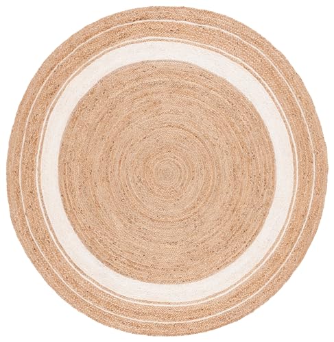 SAFAVIEH Natural Fiber Collection Area Rug - 7' x 9' Oval, Natural & Ivory, Handmade Jute, Ideal for Living Room, Bedroom, Dining Space (NF812A) - size: 7' x 9' (Oval)