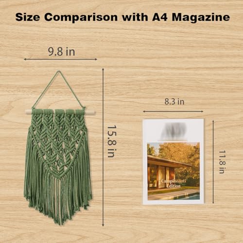 Nashibowu Small Macrame Wall Hanging Decor Boho Tapestry for Bedroom Living Room Dorm Nursery and Office, Cute Aesthetic Wall Art for Small Spaces for Teen Girls and Home Decor (Green, 16 * 10 Inch) - color: Green