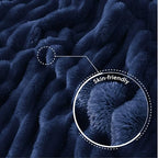 Exclusivo Mezcla Twin Size Flannel Fleece Blanket, Super Soft Striped Jacquard Bed Blanket, Lightweight Fuzzy Cozy for All Seasons, 60x80 Inches, Navy Blue - color: Navy Blue, size: Twin ( 60x80 IN )