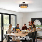 17.7" Black Bohemian Wicker Flush Mount Ceiling Light, Hand-Woven Double Layer Drum Semi-Flush Fixture for Bedroom, Living Room, Dining Room, Hallway & Kitchen - color: 17.7'' Rattan&Hemp rope Black