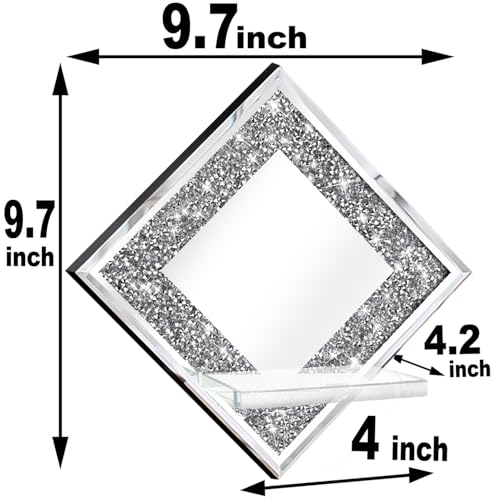 ZOLAPI Crystal Crush Diamond Wall Candle Holder Set of 2, Diamond Silver Mirrored Candle Sconces, Home Wall Decoration for Living Room, Dining Room & Bedroom. - color: Silver Mirror ◆