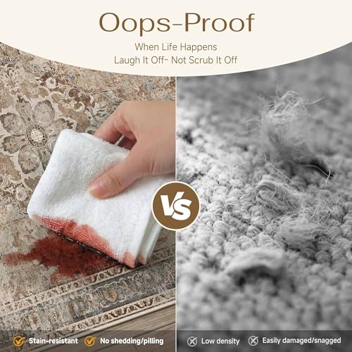 PureCozy Brown 2x3 Rug for Entryway Washable Vintage Small Area Rug Non-Slip Stain Resistant Door Mat Low Pile Retro Accent Indoor Throw Carpet for Entrance Kitchen Bedroom Laundry - color: Vintage | Brown, size: 2' x 3' (Rectangular)