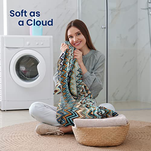SereneLife Boho Throw Blanket - 50 x 67 in. Patterned Bohemian Couch Blanket, Large Knitted Tassel Throw for Bed, Chair, Sofa, Couch Cover, All-Season Decor, Soft, Comfortable, and Easy to Clean
