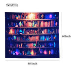 Algasan Blacklight Bookshelf Tapestry Fantasy Magic Book Wall Tapestry UV Reactive Witchy Gothic Tapestries Wall Hanging Aesthetic Poster for Bedroom Living Room Dorm 60 x 80 Inch