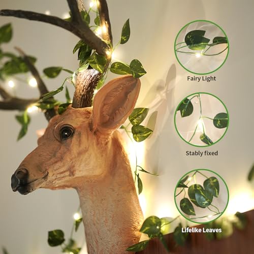 Fake Plants Vines,33ft 100 LED Artificial Ivy Garland with Fairy Lights,for Home Living Room Bedroom Wall Art Aesthetic Office Coffee Wedding Party Farmhouse Dorm Outdoor Garden Decor - color: Pothos String Lights