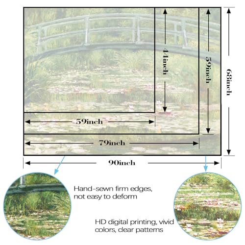 Yeoiat Monet Tapestry Water Lilies Wall Tapestry, Nature Tapestries for Bedroom Art Tapestries Wall Hanging for Bedroom Living Room 44"x60" - color: Green Yellow, size: 60"L x 44"W