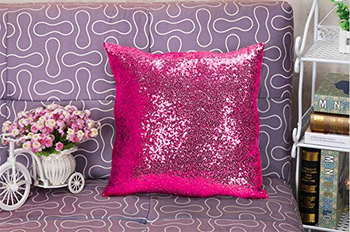 ShinyBeauty 12x12 Inch Hot Pink Sequin Cushion Cover - Luxury Sparkling Pillow Case for Sofa, Bedroom, Birthday Party Supplies - Glam Home Accent Gift - color: Hot Pink, size: 12" x 12" (Pack of 1)