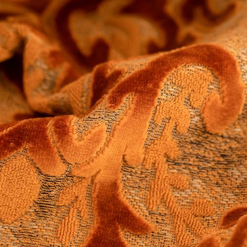 Alerfa Boho Orange Floral Throw Pillow Cover 20x20 Inch Cut Velvet Sqaure Luxury Embroidered Decorative Pillow Cover for Couch Living Room Bedroom - color: Orange, size: 20" x 20" (Pack of 1)