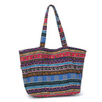OPQRSTU Women Hippie Tote Hand Bag Large Capacity Bohemian Bag Portable Tourist Shoulder Bags - color: Rose Red