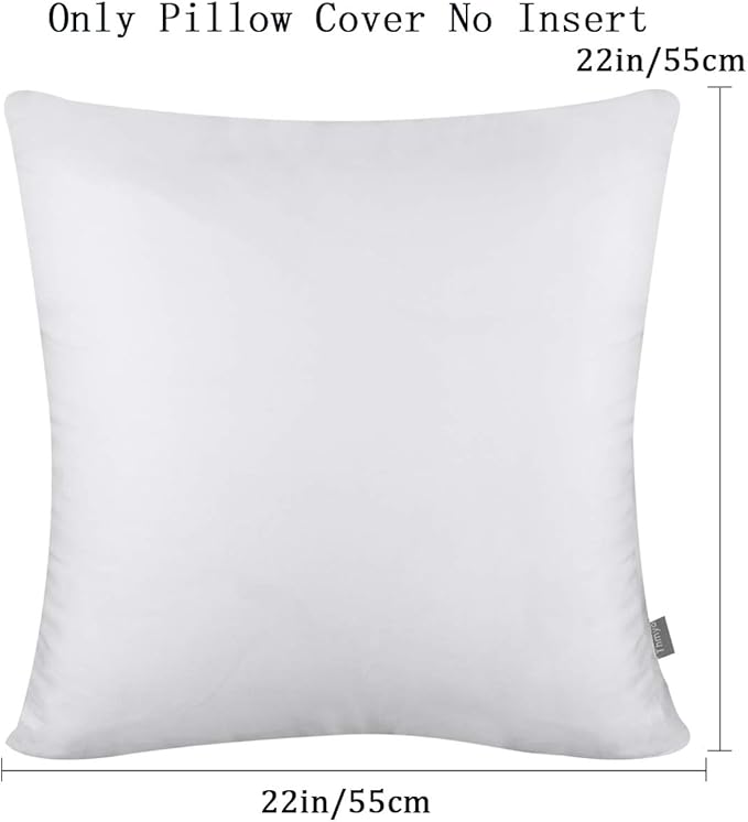 Thmyo 4-Pack 100% Cotton Comfortable Solid Decorative Throw Pillow Case, Square Cushion Cover Pillowcase Sublimation Blank Pillow Covers Valentines Day DIY Throw Pillowcase(22x22inch/55x55cm,White)