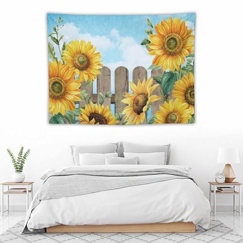 Sunflower Tapestry,Watercolor Flower Butterfly Tapestry for Bedroom,Nature Landscape Tapestry Wall Hanging for Living Room Dorm Home Decor,40"x30" - color: Sunflower-5, size: W40xL30in