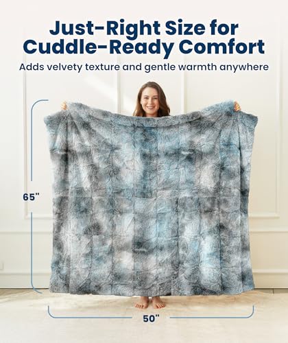 Everlasting Comfort Soft & Comfortable Arctic Blue Faux Fur Throw Blanket for Couch - (50"x65") Minky & Fluffy Fall Blankets & Throws, Plush Fuzzy Cover for Bed, Sofa & Living Room - Cozy Home Decor - color: Arctic Blue