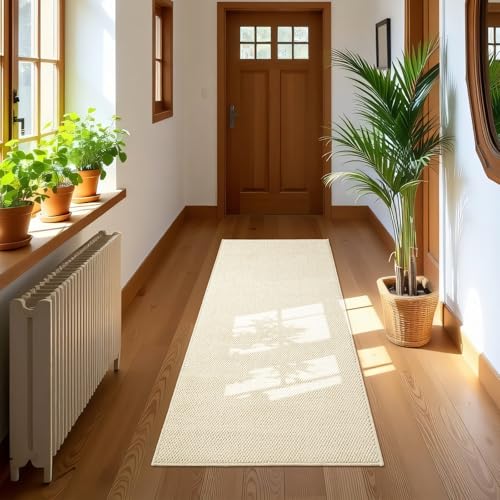 Softlife Hallway Runner - 2x6 ft Cream Beige Faux Jute Entryway Rug, Modern Farmhouse Laundry Room & Kitchen Rug, Washable Long Carpet for Bathroom - color: Cream Beige, size: 2' x 6' (24"x72")