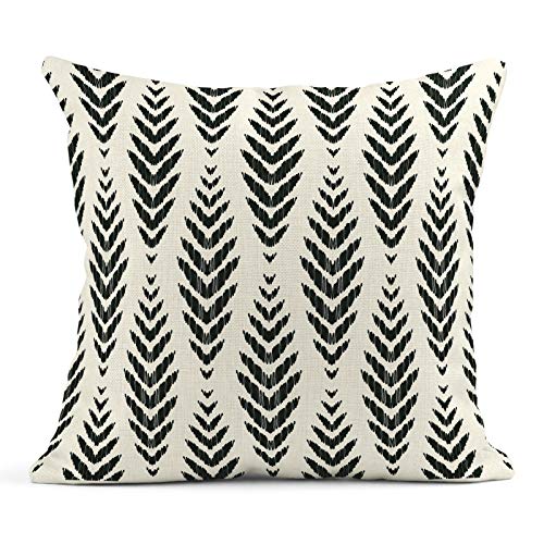ArtSocket Set of 4 Throw Pillow Covers Ikat Tribal and Boho Bohemian Black Ethnic Herringbone for Ideas Decor Linen Outdoor Pillow Cases Home Decorative Square 18x18 Inches Pillowcases - size: 18" x 18" (Pack of 4)