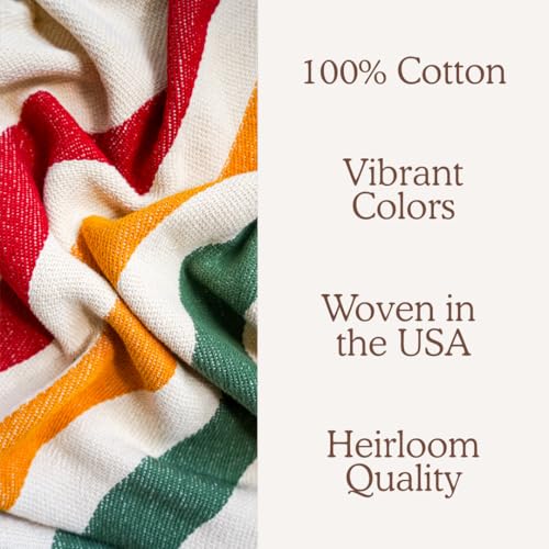 Prismatic Springs Striped Afghan Throw Blanket | Thick & Cozy | Cotton USA Made (73x48) - color: Prismatic Springs