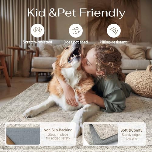 2x5 Washable Vintage Area Rug for Living Room Bedroom Beige Brown Non Slip Soft Tranditional Runner Rug Lightweight Floral Low Pile Doormat Entrance Dinning Laundry Room Kitchen Bathroom - color: Vintage | Beige Brown, size: 2'x5'