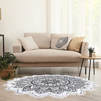 Large Microfiber Boho Mandala Beach Towel Round Bohemian Beach Blanket Hippie Indian Throw Blanket Beach Tapestry Sand Free Quick Dry Picnic Meditation Mat Wall Decor Circle Tablecloth,59'',Black - color: Black Mandala