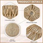 Yerliker 8 Pack Boho Wall Baskets Decor Large Hanging Woven Wicker Wall Art 23", 21", 15", 13", 12", 10", 8", 7" round Decorative Baskets for Bedroom, Living Room, Home, Office