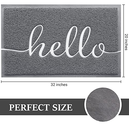 Door Mat (32"x20",Grey), Welcome Mat Low Profile Front Doormat Indoor Outdoor Door Non Slip Rugs for Entryway, Patio, High Traffic Areas - color: Grey, size: 1'8" x 2'8" (Rectangular)