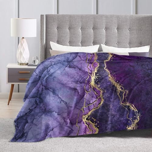 Purple Golden Throw Blanket for Couch Chair Sofa Bed, Flannel Soft Abstract Marble Print Modern Stripe Luxury Seasonal Blanket for Bedroom Living Room Car, Warm Cozy Blankets for All Season 30"x 40" - color: Marble01, size: 30X40 inch