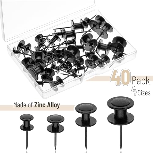 Mr. Pen- Double Headed Picture Hanging Nails, 40 Pack, Black, Push Pins for Wall - color: Black, size: 40 Pack