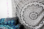 Popular Handicrafts Tapestry Wall Hanging Hippie Ombre Mandala Bohemian Hippy Psychedelic Design Indian Tapestries Bedspread 84 x 90 Inches (215cm x 230cm) Red Yellow - color: Black Grey, size: 90"L x 84"W