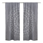 Popular Handicrafts Printed Curtains Panels Set of 2 Indian Hippie Bohemian Beautiful Elephant Mandala Curtain Panels Grey Silver 42x100 Inch - color: Grey Silver, size: 42"W x 100"L (Pack of 2)