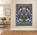 Pure Country Weavers William Morris Strawberry Thief Indigo Blanket - Arts & Crafts - Gift Tapestry Throw Woven from Cotton - Made in the USA (72x54) - color: Indigo, size: Large
