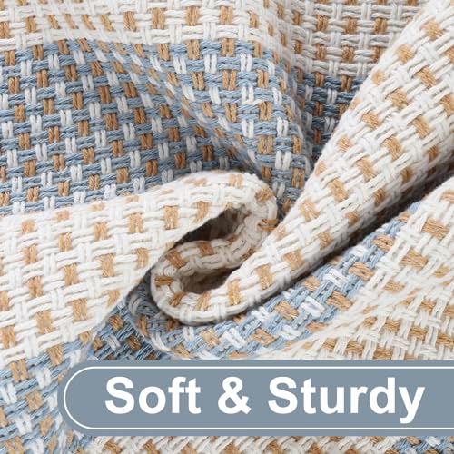 Boho Striped Outdoor Mats for Front Door 2'x4.3',Blue and Cream Washable Rug Runner,Cotton Hand Woven Indoor Outdoor Rugs,Foldable Farmhouse Layered Door Mats for Entryway - color: Blue, size: 2'x4.3'