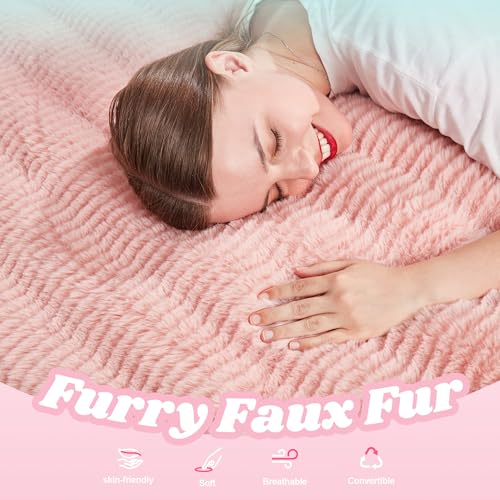Hobestluk 3 in 1 Bean Bag Chair Giant Bean Bag Chairs for Adults with Ripple Cover Convertible Bean Bag Floor Cushion with Machine Washable Cover for Living Room (Ripple Pink) - color: Soft Pink
