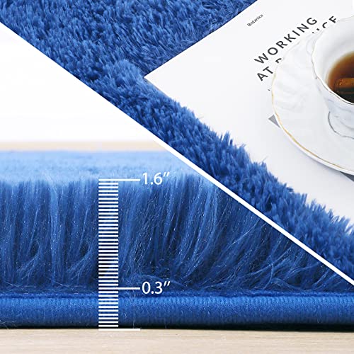 Kelarea Area Rug for Living Room, 3x5 Non-Slip Navy Blue Rug Fluffy Soft Shag Rugs, Fuzzy Shaggy Plush Carpet for Bedroom, Nursery Rooms, Home Dorm - color: Navy Blue, size: 3 x 5 feet