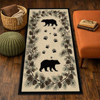 Bear Runner Rug 2.6x7, Bear Paw Print Runner Rug, Farmhouse Rustic Lodge Rugs Non-Shedding & Easy Care, for Dining Room Kitchen Office - color: Bear, size: 2.6' x 7'(Runner)