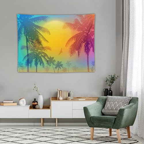 Kurtect Tropical Beach Tapestry,Colorful Coconuts Tree Palm Tree Summer Ocean Print Tapestries for Party Beach Picnic Blankets Tablecloths Living Room Wall Deocr, 30x40 in - color: style-10, size: 40"L x 30"W
