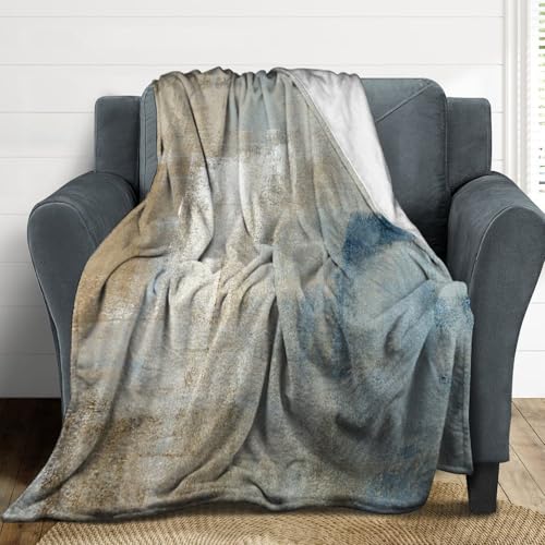 Abstract Gradient Blanket, Modern Fashion Art Blue Grey Brown Painting Strokes Pattern Soft Warm Cozy Plush Flannel Covers for Livingroom Bedroom Couch Chair Camping Travel Home Decor Tapestry 30x40in - color: Abstract-17, size: 30W" x 40L"