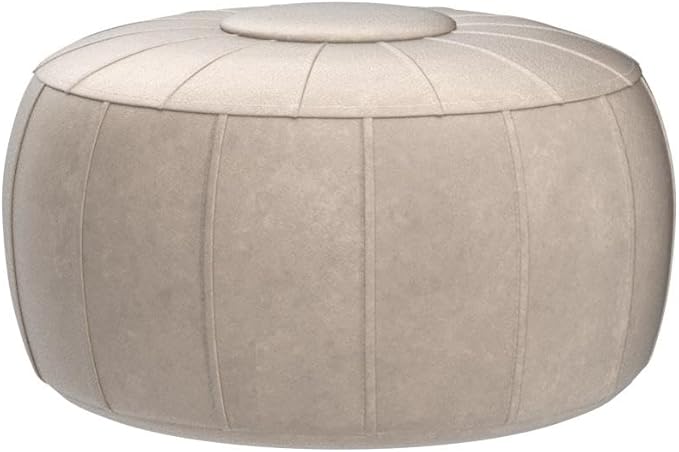 Thgonwid Unstuffed Moroccan Storage Pouf Foot Stool Ottoman Seat Handmade Faux Leather Bean Bag Floor Chair Foot Rest for Living Room, Bedroom or Balcony (Mushroom)