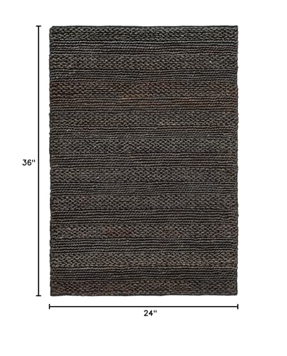 SAFAVIEH Natural Fiber Collection Accent Rug - 2' x 3', Charcoal, Handmade Jute, Braided Woven Design, Ideal for Entryway, Living Room, Bedroom (NF212C) - color: Charcoal, size: 2' x 3' (Rectangular)