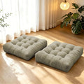 Floor Cushions Set of 2 Large Seat Pillows Square Seating Pad for Adults Tufted Meditation Cushion for Living Room Tatami Bedroom 18.8 x 18.8 Inch Light Grey - color: Light Grey