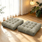 Floor Cushions Set of 2 Large Seat Pillows Square Seating Pad for Adults Tufted Meditation Cushion for Living Room Tatami Bedroom 18.8 x 18.8 Inch Light Grey - color: Light Grey