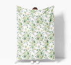 Green Floral Throw Blanket, Botanical Floral Blanket, Soft, Flannel, Warm, Boho Floral Bed Blanket All Season Floral Throw Blanket for Couch Bedroom Living Room 60X90 Inch