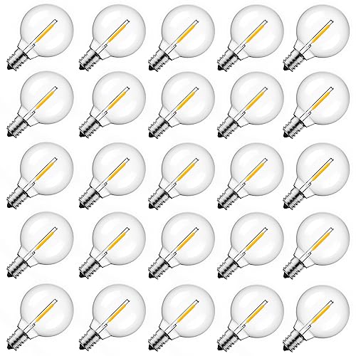 Brightown G40 Led Replacement Light Bulbs, 1W Shatterproof Globe Plastic Bulb Fits E12 or C7 Candelabra Screw Base, 1.5 Inch Dimmable Light Bulbs for Indoor Outdoor Patio Decor, Warm White, 50 Pack - color: Clear-led, size: 50 Pack