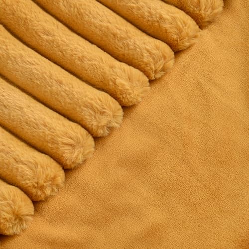 Volcanics Set of 2 Faux Fur Plush Decorative Throw Pillow Covers 18x18 Inches, Striped Cushion Cases Soft Fluffy Accent Pillowcases for Sofa, Couch and Bed, Mustard Yellow - color: Mustard Yellow, size: 18" x 18" (Pack of 2)